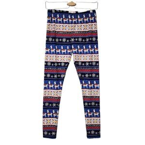 Juniors Medium SO Mid Rise Cozy Leggings Christmas Holiday "Fa La Llama" NWT